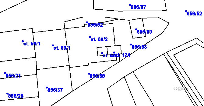 Parcela st. 60/3 v KÚ Sumrakov, Katastrální mapa