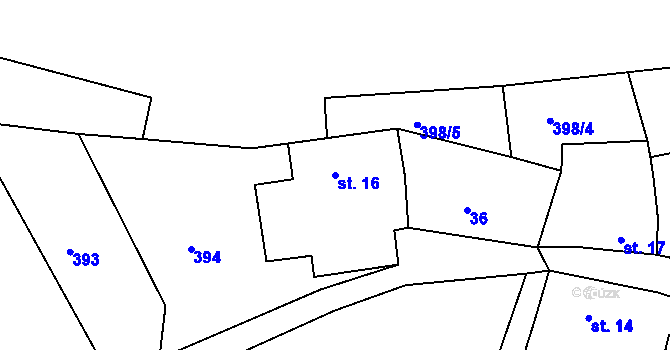 Parcela st. 16 v KÚ Sumrakov, Katastrální mapa