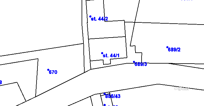 Parcela st. 44/1 v KÚ Sumrakov, Katastrální mapa