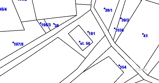 Parcela st. 56 v KÚ Sumrakov, Katastrální mapa
