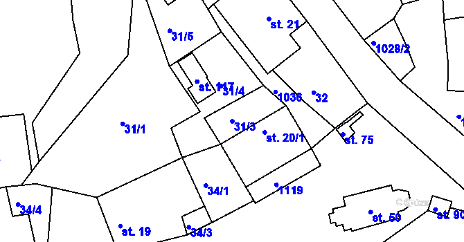 Parcela st. 31/3 v KÚ Sumrakov, Katastrální mapa