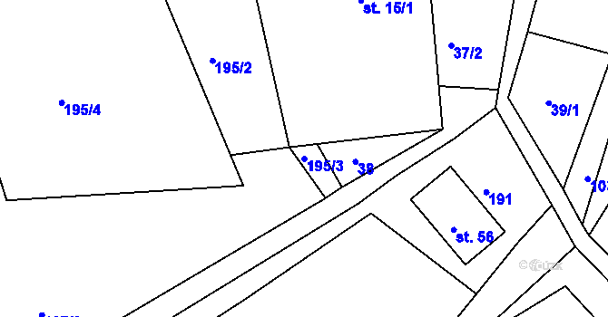 Parcela st. 195/3 v KÚ Sumrakov, Katastrální mapa