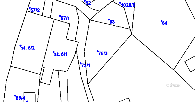 Parcela st. 76/3 v KÚ Sumrakov, Katastrální mapa