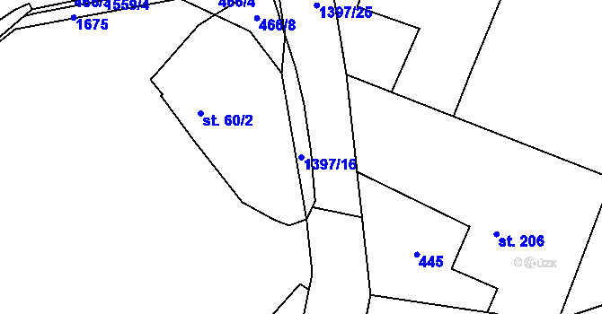 Parcela st. 1397/16 v KÚ Supíkovice, Katastrální mapa