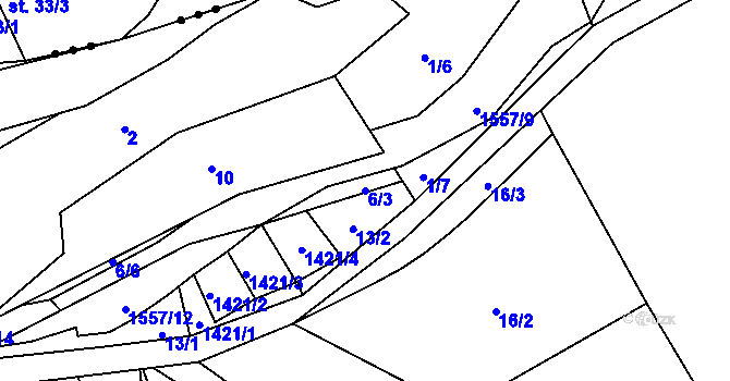 Parcela st. 6/3 v KÚ Supíkovice, Katastrální mapa