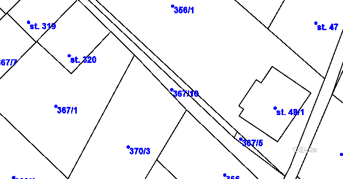 Parcela st. 367/10 v KÚ Supíkovice, Katastrální mapa