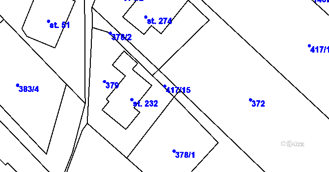 Parcela st. 417/15 v KÚ Supíkovice, Katastrální mapa