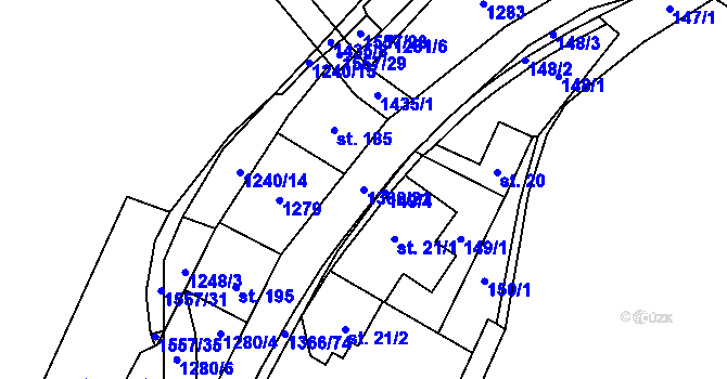 Parcela st. 1366/21 v KÚ Supíkovice, Katastrální mapa