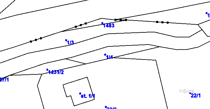 Parcela st. 1/4 v KÚ Supíkovice, Katastrální mapa