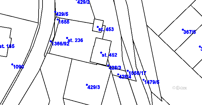 Parcela st. 452 v KÚ Supíkovice, Katastrální mapa