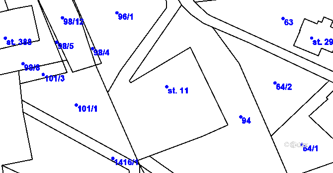 Parcela st. 11 v KÚ Supíkovice, Katastrální mapa