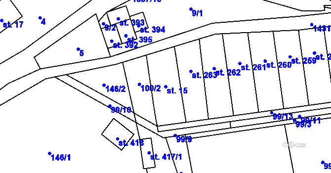 Parcela st. 15 v KÚ Supíkovice, Katastrální mapa