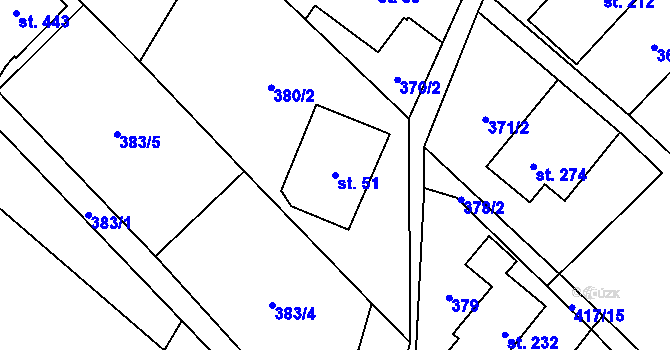 Parcela st. 51 v KÚ Supíkovice, Katastrální mapa