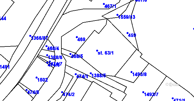 Parcela st. 63/1 v KÚ Supíkovice, Katastrální mapa