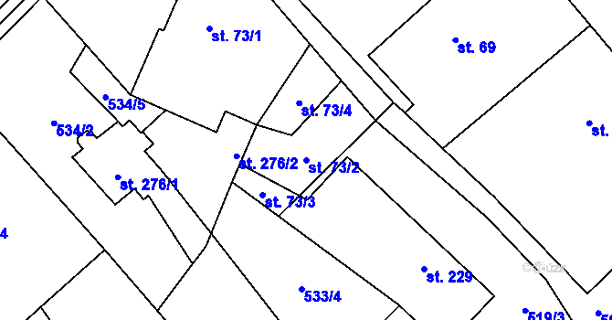 Parcela st. 73/2 v KÚ Supíkovice, Katastrální mapa