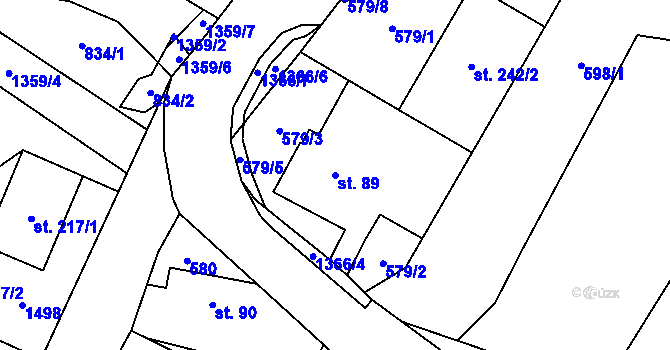 Parcela st. 89 v KÚ Supíkovice, Katastrální mapa