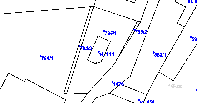 Parcela st. 111 v KÚ Supíkovice, Katastrální mapa