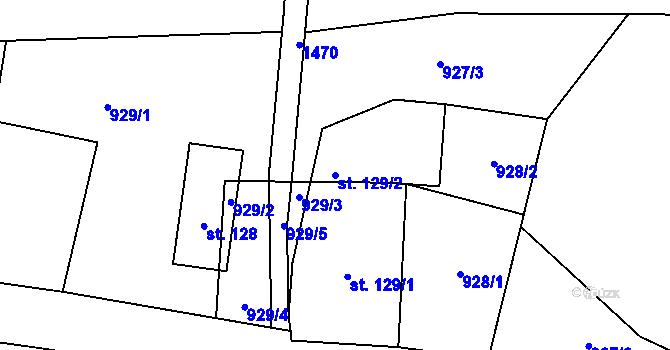 Parcela st. 129/2 v KÚ Supíkovice, Katastrální mapa