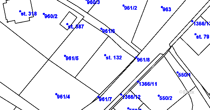 Parcela st. 132 v KÚ Supíkovice, Katastrální mapa