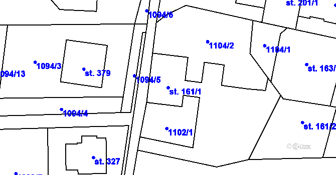 Parcela st. 161/1 v KÚ Supíkovice, Katastrální mapa