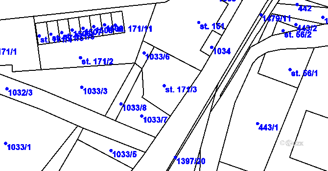 Parcela st. 171/3 v KÚ Supíkovice, Katastrální mapa