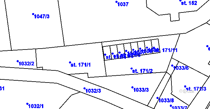 Parcela st. 171/4 v KÚ Supíkovice, Katastrální mapa