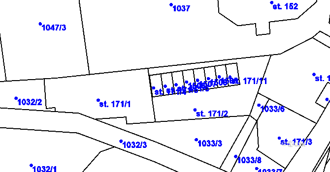 Parcela st. 171/5 v KÚ Supíkovice, Katastrální mapa