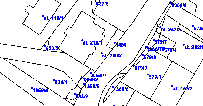Parcela st. 216/2 v KÚ Supíkovice, Katastrální mapa