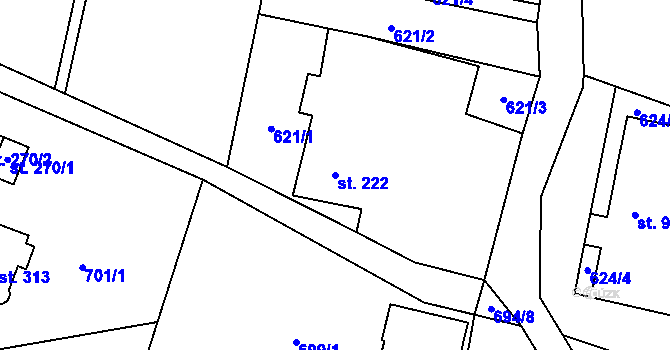Parcela st. 222 v KÚ Supíkovice, Katastrální mapa