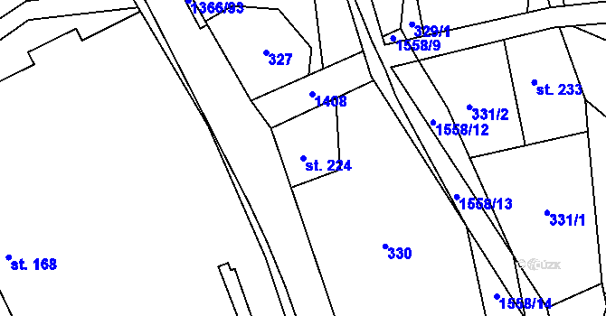 Parcela st. 224 v KÚ Supíkovice, Katastrální mapa