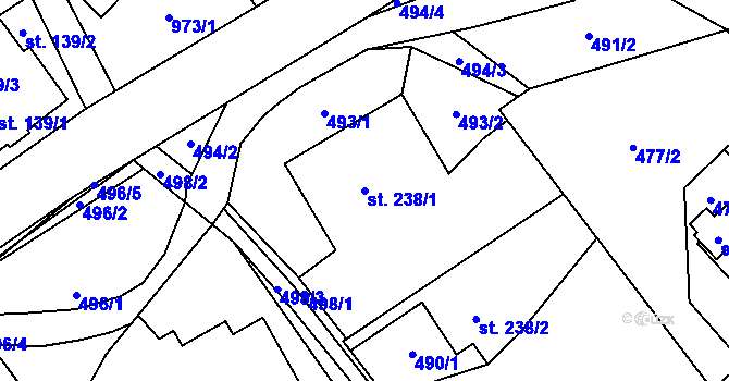 Parcela st. 238/1 v KÚ Supíkovice, Katastrální mapa