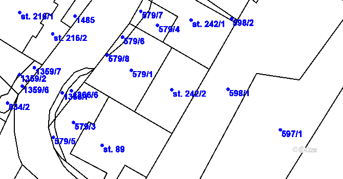 Parcela st. 242/2 v KÚ Supíkovice, Katastrální mapa