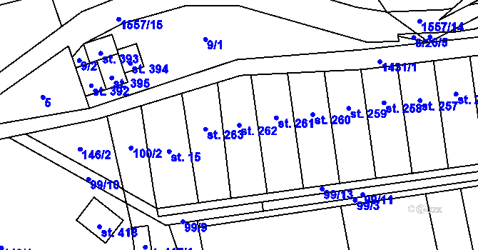 Parcela st. 262 v KÚ Supíkovice, Katastrální mapa
