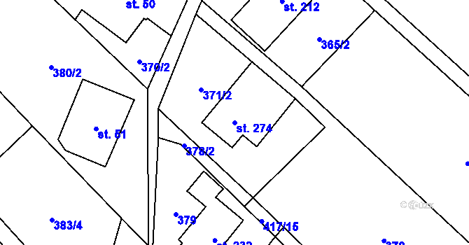 Parcela st. 274 v KÚ Supíkovice, Katastrální mapa