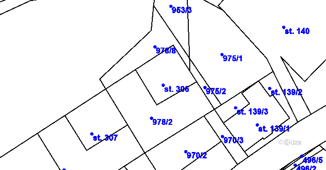 Parcela st. 306 v KÚ Supíkovice, Katastrální mapa