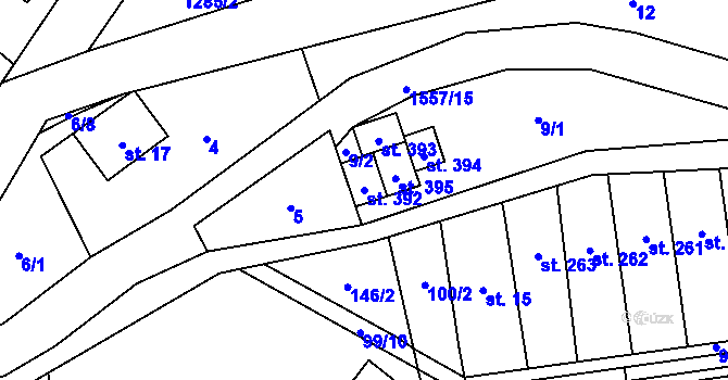 Parcela st. 392 v KÚ Supíkovice, Katastrální mapa