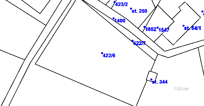 Parcela st. 422/6 v KÚ Supíkovice, Katastrální mapa