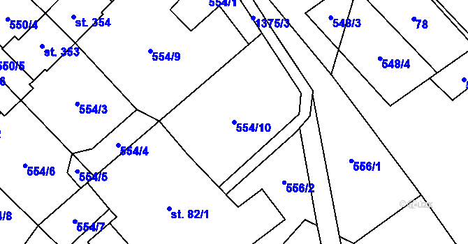 Parcela st. 554/10 v KÚ Supíkovice, Katastrální mapa