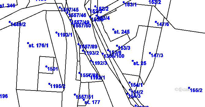 Parcela st. 1366/100 v KÚ Supíkovice, Katastrální mapa