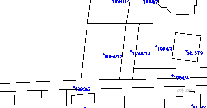 Parcela st. 1094/12 v KÚ Supíkovice, Katastrální mapa