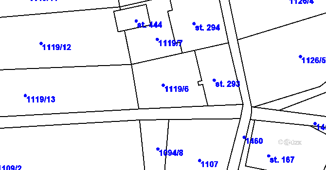 Parcela st. 1119/6 v KÚ Supíkovice, Katastrální mapa