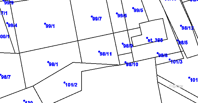 Parcela st. 98/11 v KÚ Supíkovice, Katastrální mapa