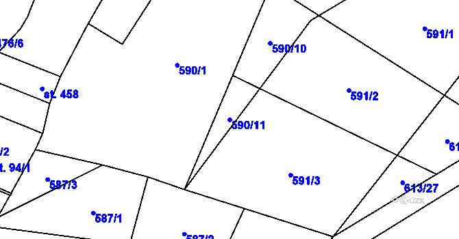 Parcela st. 590/11 v KÚ Supíkovice, Katastrální mapa