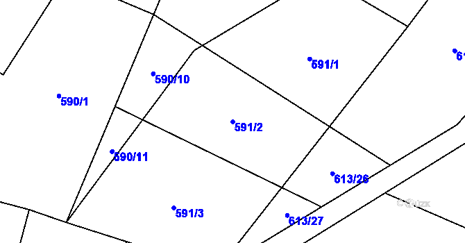 Parcela st. 591/2 v KÚ Supíkovice, Katastrální mapa