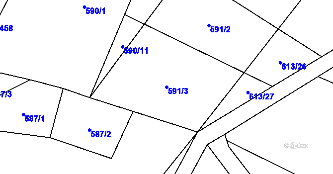 Parcela st. 591/3 v KÚ Supíkovice, Katastrální mapa