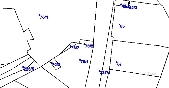 Parcela st. 76/2 v KÚ Sušany, Katastrální mapa