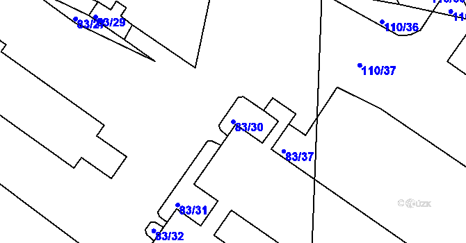 Parcela st. 83/30 v KÚ Sušany, Katastrální mapa
