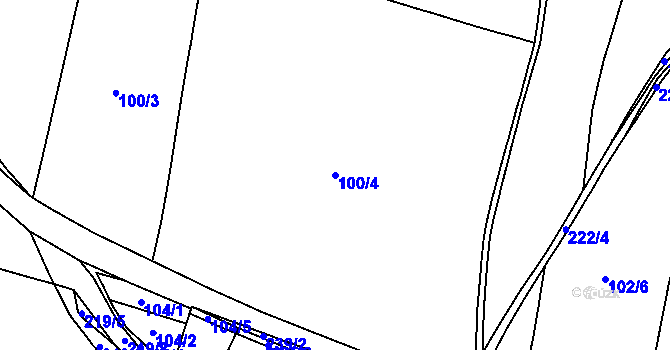 Parcela st. 100/4 v KÚ Sušany, Katastrální mapa