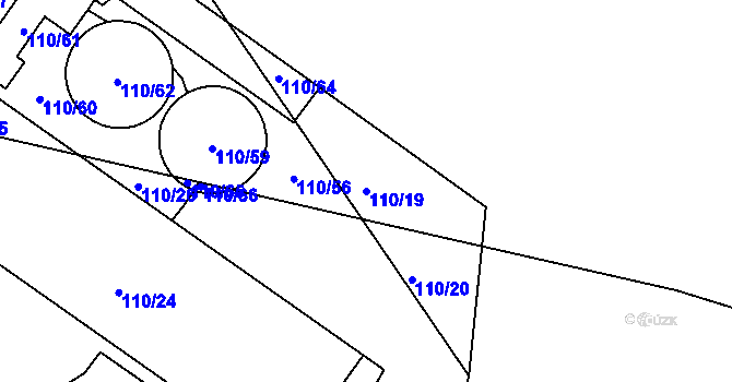 Parcela st. 110/19 v KÚ Sušany, Katastrální mapa