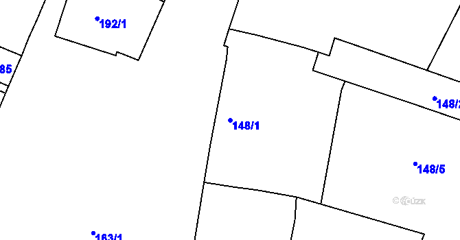 Parcela st. 148/1 v KÚ Sušany, Katastrální mapa